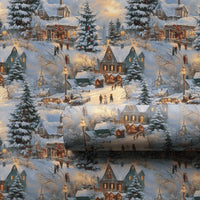 Comfy Glowing Town Gift Wrap, Nostalgic Winter Village Wrapping Paper, Snowy Christmas Wrapping Paper, Traditional Holiday Gift Wrap Roll