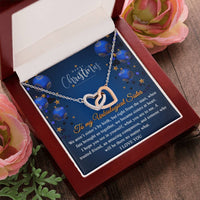 Best Friend Heart Necklace, Unbiological Sister Interlocking Hearts Necklace, Soul Sister CZ Crystal Necklace, Christmas Jewelry Present