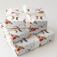 Musical Christmas Gift Wrap, Watercolor Santa Violin Wrapping Paper, Violinist Holiday Present Paper, Festive Xmas Gift Wrap