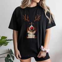 Reindeer Antlers Dog T-Shirt, Bernese Mountain Dog Christmas T-Shirt, Adorable Holiday Pup T-Shirt, Xmas Dog Lover Graphic Tee, Festive Present