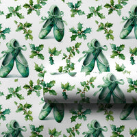 Watercolor Dance Gift Wrap, Ballet Shoe Wrapping Paper, Holly Ballet Wrapping Paper, Christmas Dancer Wrapping Paper, Holiday Present Paper