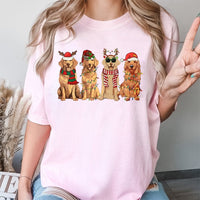 Dog Lover Santa Hat Shirt, Christmas Golden Retriever T-Shirt, Festive Puppy Holiday Tee, Xmas Graphic Tee, Dog Lover Winter Holiday Present