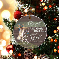 Be Still and Know Christian Cross Ornament, Psalm 46 10 Ceramic Ornament, Scripture Christmas Ornament, Religious Faith Tree Decor Present