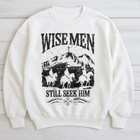 Western Cowboy Christian Sweatshirt, Wise Men Still Seek Him Sweatshirt, Faith Based Christmas Crewneck, Religious Holiday Believer Sweater