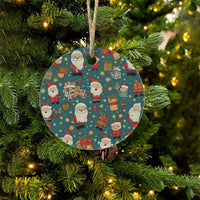 Holiday Pattern Ornament, Santa Claus Christmas Ceramic Ornament, Personalized Tree Ornament, Glossy Keepsake Holiday Decor Present