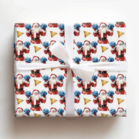 Watercolor Cheer Santa Gift Wrap, Cheerleader Santa Wrapping Paper, Blue Pom Pom Santa Christmas Paper, Adorable Whimsical Holiday Wrap Roll