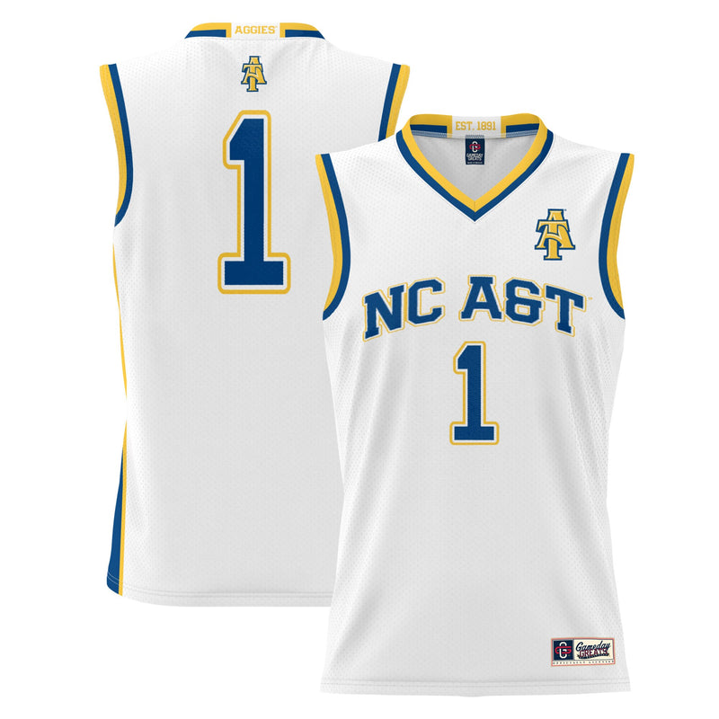 #1 North Carolina A&T Aggies Lightweight Basketball Jersey - White