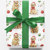 Adorable Holiday Dog Gift Wrap, Golden Retriever Christmas Wrapping Paper, Festive Pet Lover Wrapping Paper, Xmas Dog Breed Gift Wrap Roll