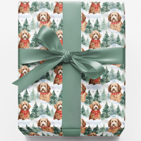 Watercolor Puppy Holiday Wrapping Paper, Goldendoodle Dog Wrapping Paper, Christmas Doodle Dog Gift Wrap, Dog Lover Festive Present Wrap