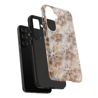 Gold Bokeh Christmas Phone Case, Winter Snowflake Phone Case, Holiday Season Phone Cover, Dual Layer Samsung Galaxy S21-S26 Case