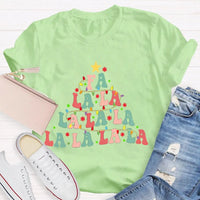 Retro Holiday Graphic Tee, Fa La La La Christmas Tree Shirt, Festive Christmas Vibes T-Shirt, Adorable Winter Holiday Apparel