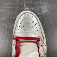 Low Top Sneakers, White Red Colorway, Reverse Hook Design, Lace Up Design, Casual Gift for Sneaker Fans