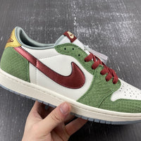 Low Top Sneakers, White Red Green Gold Colorway, Lace Up Design, Casual Gift for Sneaker Fans