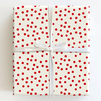 Confetti Pattern Birthday Gift Wrap, Red Polka Dot Gift Wrapping Paper, Cream Holiday Wrapping Paper, Festive Christmas Gift Wrap Roll