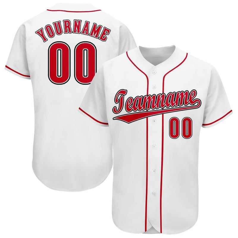 Custom Baseball Jersey - White Red-Black