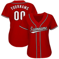 Custom Baseball Jersey - Red White-Black
