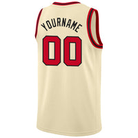 Custom Basketball Jersey - Cream Red-Black Round Neck Rib-Knit