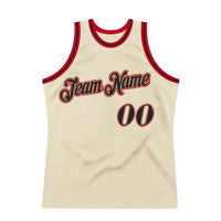 Custom Basketball Jersey - Cream Black-Red Authentic Throwback