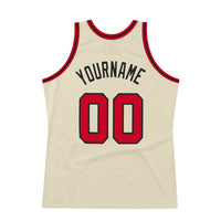 Custom Basketball Jersey - Cream Red-Black Authentic Throwback