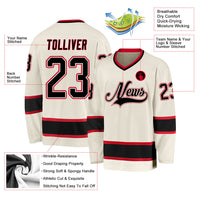 Custom Hockey Jersey - Cream Black-Red