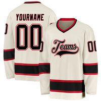 Custom Hockey Jersey - Cream Black-Red