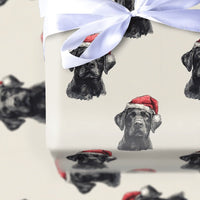 Santa Hat Dog Gift Wrap, Black Labrador Christmas Wrapping Paper, Adorable Pet Lover Holiday Wrapping Paper, Puppy Xmas Gift Wrapping Paper