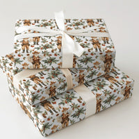 Rustic Country Christmas Gift Wrap, Western Cowboy Santa Wrapping Paper, Cowboy Hat Santa Holiday Paper, Pinecone Present Wrapping Roll