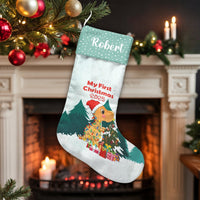 First Christmas 2025 Baby Stocking, Dinosaur Christmas Stocking, Personalized Holiday Stocking, Custom Name Stocking, Xmas Keepsake Present