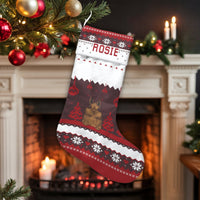 Ugly Sweater Pattern Holiday Stocking, Personalized Bunny Christmas Stocking, Adorable Rabbit Pet Lover Christmas Stocking, Comfy Mantel Decor