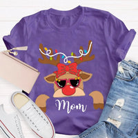 Custom Name Holiday Shirt, Christmas Elk and Bow T-Shirt, Festive Deer Graphic Tee, Personalized Xmas T-Shirt, Matching Family Holiday Present
