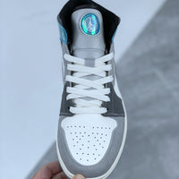 Mid Top Sneakers, Blue Gray Colorway, Lace Up Design, Casual Gift for Sneaker Fans