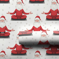 Grey Mat Yoga Christmas Wrapping Paper, Zen Meditating Santa Wrapping Paper, Snowflake Yogi Santa Wrapping Paper, Holiday Gift Wrap Roll