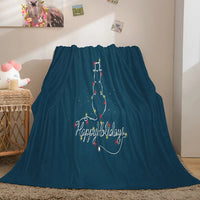 Dunelm Holiday Fleece Blanket, Merry Christmas Blanket, Festive Winter Plush Throw Blanket, Comfy Xmas Home Decor, Christmas Present