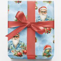 Tropical Holiday Floral Gift Wrap, Tinsel Tropic Christmas Wrapping Paper, Festive Palm Present Wrap Paper, Luxury Xmas Wrapping Paper Roll
