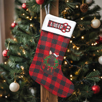 Red Buffalo Plaid Pet Stocking, Personalized Black Cat Christmas Stocking, Custom Cat Name Holiday Stocking, Cat Lover Xmas Present