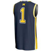 #1 Michigan Wolverines Lightweight Basketball Jersey - Navy