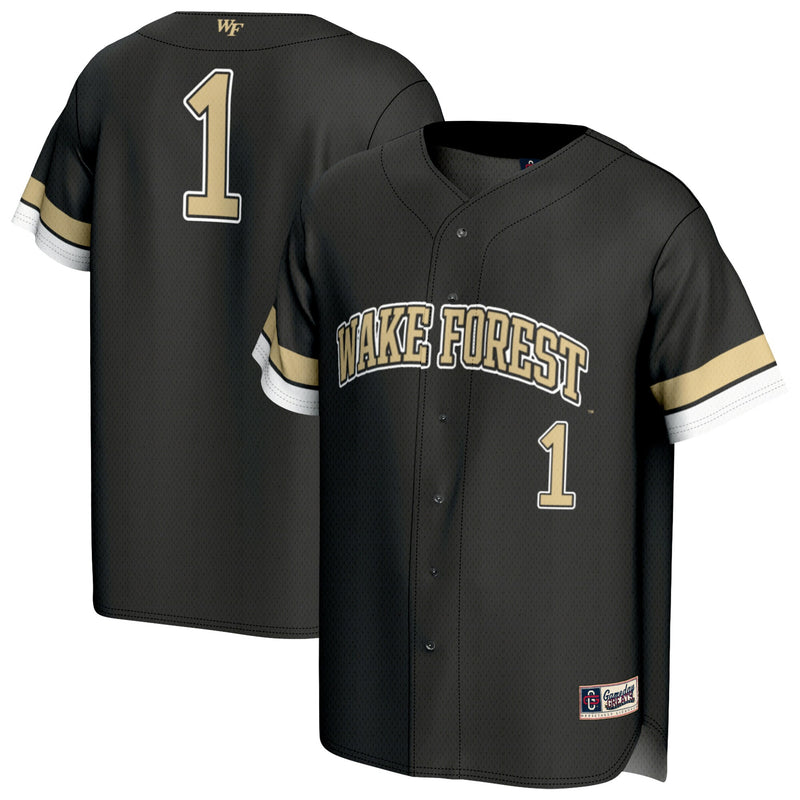 #1 Wake Forest Demon Deacons Lightweight Collegiate Baseball Fashion Jersey - Black
