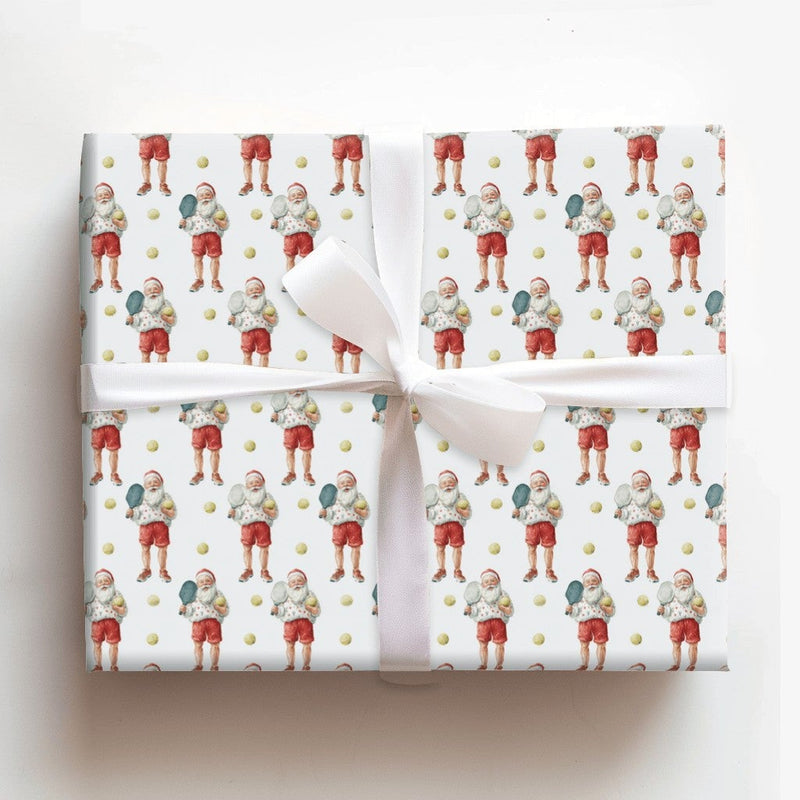 Humorous Sports Christmas Gift Wrap, Pickleball Santa Wrapping Paper, Santa Pickleball Player Wrapping Paper, Holiday Gift Wrapping Paper