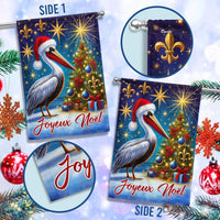 Joyeux Noel Cajun Holiday Flag, Louisiana Pelican Christmas Garden Flag, Double-Sided French Creole Flag, Louisiana State Pride Decor