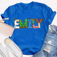 Custom Name Holiday Shirt, Personalized Merry Christmas Vibes T-Shirt, Family Christmas Graphic Tee, Custom Xmas T-Shirt