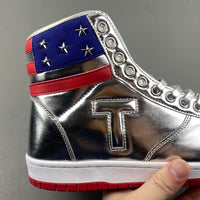 Boots, Blue Red Silver Colorway, Lace Up Design, Casual Gift for Shoe Lovers