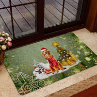 Snowy Tree Welcome Mat, Golden Retriever Christmas Doormat, Merry Christmas Dog Doormat, Winter Pet Floor Mat, Dog Lover Holiday Present