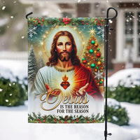 Sacred Heart of Jesus Flag, Jesus Is the Reason for the Season Christmas Garden Flag, Christian Holiday Yard Flag, Nativity Faith Decor
