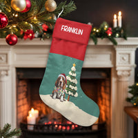 Adorable Dog Santa Hat Stocking, Personalized Basset Hound Christmas Stocking, Custom Pet Christmas Stocking, Holiday Decor Present for Dog Lovers