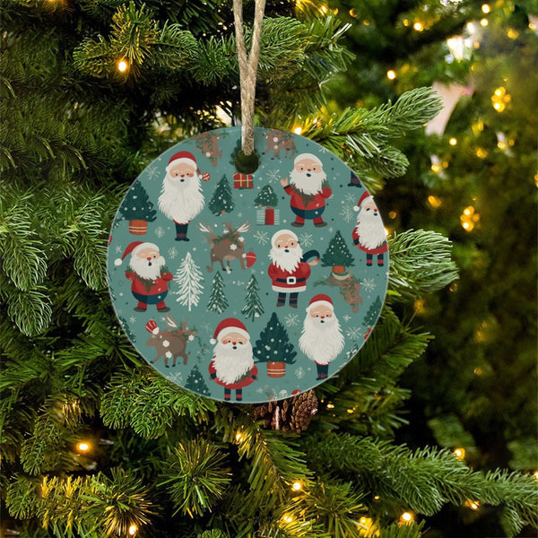 Personalized Santa Ceramic Ornament, Santa Claus Christmas Ornament, Holiday Tree Keepsake Ornament, Custom Xmas Family Prese