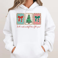 Coquette Holiday Sweatshirt, Retro Christmas Tree Hoodie, Most Wonderful Time Pullover, Festive Winter Christmas Tree Hoodie, Holiday Present