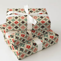 Retro Starburst Gift Wrap, Mid-Century Modern Wrapping Paper, Atomic Star Holiday Wrapping Paper, Vintage Christmas Gift Wrap Paper Roll
