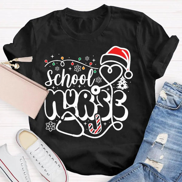 Snowflake Holiday Nurse T-Shirt, School Nurse Christmas Shirt, Winter Healthcare Graphic Tee, Medical Staff Xmas Shirt, Nurse