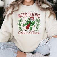Santa's Favorite Pencil Holiday Crewneck, Merry Teacher Sweatshirt, Adorable Christmas Teacher Sweater, School Staff Pullover, Educator Present