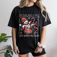 Melting Snowman Graphic Tee, I'm Fine This Is Fine Snowman T-Shirt, Humorous Winter Holiday Shirt, Sarcastic Christmas Tee, Present for Adults